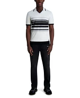 Karl Lagerfeld Paris Men's Striped Collared Short-Sleeve Sweater