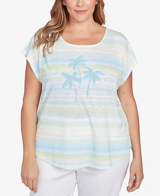 Hearts Of Palm Plus Tree Print Scoop Neck Top