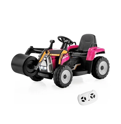 12V Kids Ride on Road Roller with 2.4G Remote Control-Pink