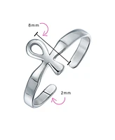 Bling Jewelry Set of 2 Egyptian Ankh Cross and Celtic Trinity Knot Midi Toe Ring Silver
