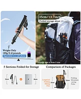 Naturehike 1pc Carbon Fiber Trekking Poles, Ultralight Foldable Hiking Poles, Adjustable 115-135cm, Eva Grip, Tungsten Tip, Hiking & Mountaineering Ge