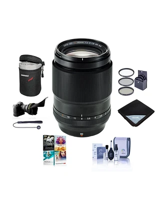 Fujifilm Xf 90mm f/2 R Lm Wr Lens, Bundle with 62mm Filter Kit, Flex Lens Shade, Lens Wrap, Lens Case, Cleaning Kit, Lens Cap Tether, Pc Software Kit