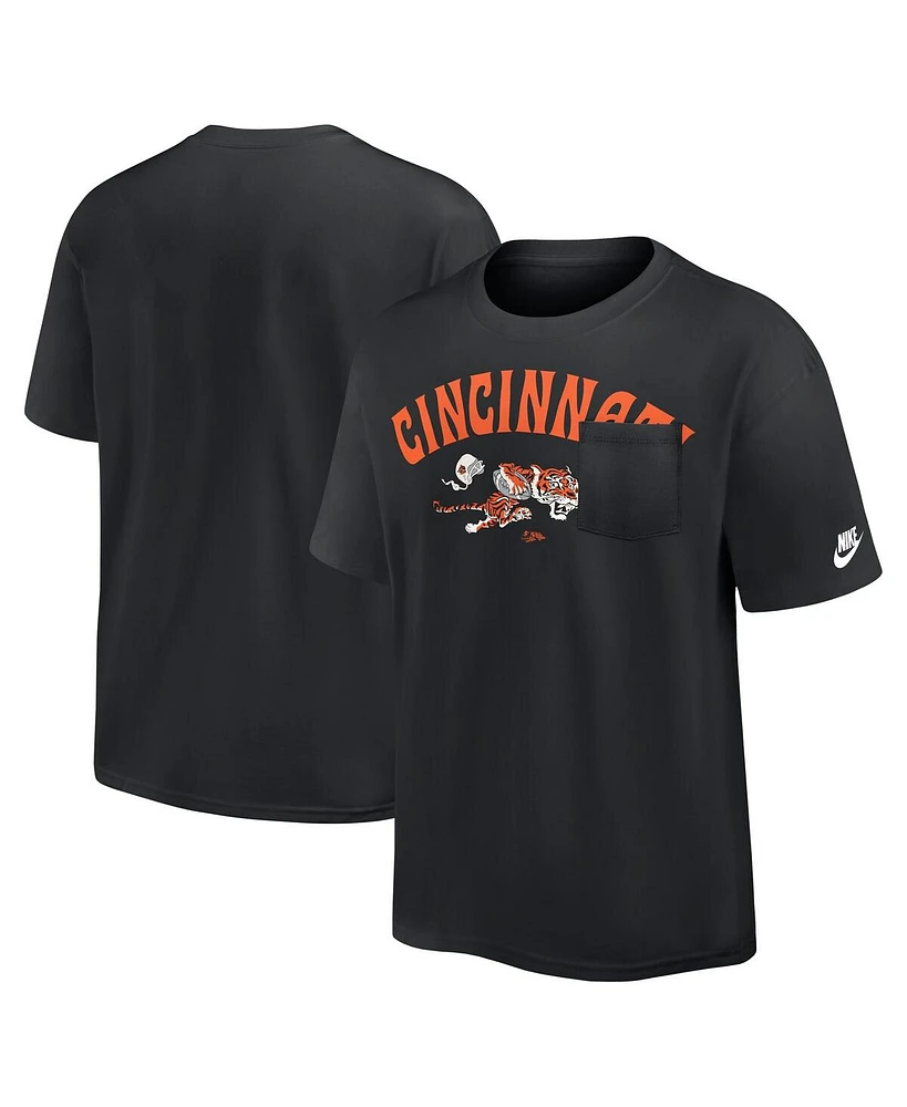 Nike Men's Black Cincinnati Bengals Rewind Heavy Max 90 Pocket T-Shirt