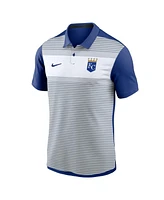 Nike Men's White/Royal Kansas City Royals Vapor Striped Performance Polo Shirt