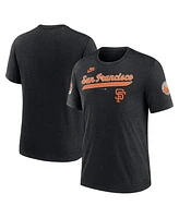 Nike Men's Heather Black San Francisco Giants Cooperstown Collection Eras Tri-Blend T-Shirt