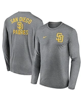 Nike Men's Heather Charcoal San Diego Padres 2-Hit Legend Performance Long Sleeve T-Shirt