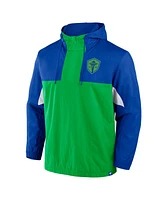 Fanatics Men's Royal Seattle Sounders Fc Free Kick Woven Quarter-Zip Hoodie Jacket