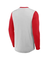 Fanatics Men's Gray/Red Philadelphia Phillies Clubhouse Long Sleeve Henley T-Shirt