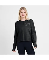 Fanatics Women's Black Vegas Golden Knights Oversized All Out Effort Long Sleeve Henley T-Shirt