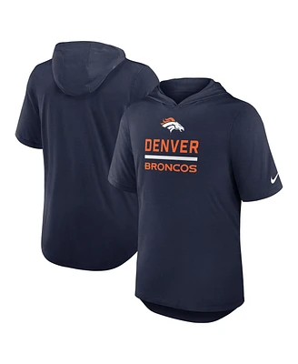 Nike Men's Navy Denver Broncos Lockup Tri-Blend Hoodie T-Shirt