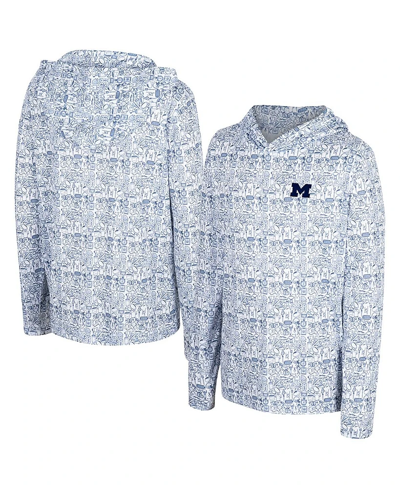 Colosseum Big Boys and Girls Navy Michigan Wolverines All-Over Print Hoodie