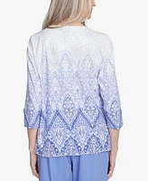 Alfred Dunner Petite Santa Fe Ombre Medallion Printed Top