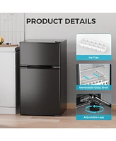 Cowsar 3.2 cubic foot mini fridge with separate freezer compartment and double door design is perfect for a basement, apartment, dorm room or office
