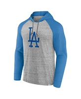 Fanatics Men's Gray/Heather Royal Los Angeles Dodgers Single Play Speckled Lightweight Pullover Hoodie
