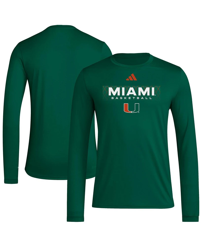 Adidas Men's Green Miami Hurricanes Locker On-Court the Fade Long Sleeve T-Shirt
