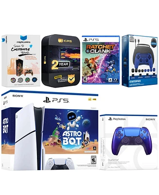 Sony PlayStation 5 Slim Disc Astro Bot, Rachet and Clank Bundle with Extra Volcanic Red Controller, Pro Gamer Starter Kit