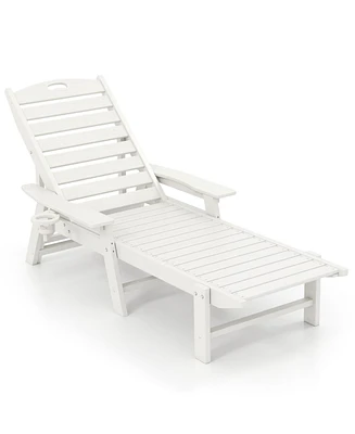 Patio Chaise Lounge Chair with 4 Position Backrest