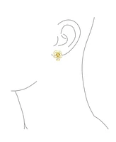 Bling Jewelry Set of 2 Enamel 3D White Blue Rose Flower Clip-On Earrings Gold Silver Plated