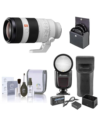 Sony Fe 100-400mm f/4.5-5.6 Gm Oss Lens for Sony E, Bundle with Flashpoint Zoom Li-on X R2 Ttl On-Camera Round Flash Speedlight, 77mm Filter Kit, Clea