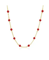 The Lovery Coral Bead Station Necklace 14K Gold