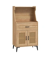 Coffee Bar Cabinet with Pegboard Storage Drawer and Adjustable Shelf