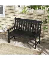 All-Weather Hdpe Outdoor Bench with Backrest and Armrests
