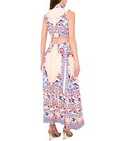 1.state Women's Printed Button Cutout Sleeveless Maxi Dress