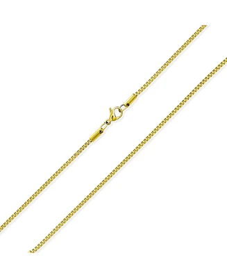 Bling Jewelry Venetian Box Link Chain Necklace Silver Tone Yellow Rose Gold Plated Stainless Steel 1.5MM