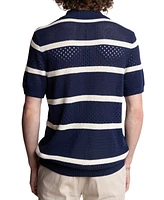 Paisley & Gray Men's Slim Fit Short Sleeve Striped Crochet Cardigan Sweater
