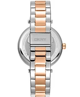 Dkny Women's Essential Logo Dark Blue Dial Red Gold Two-Tone Stainless Steel Bracelet Watch 38mm