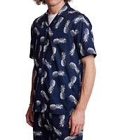 Paisley & Gray Men's Slim Fit Short Sleeve Pineapple Print Button Front Camp Shirt
