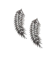 Sohi Women's Oxidised Leaf Drop Earrings