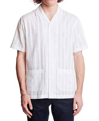 Paisley & Gray Men's Slim Fit Short Sleeve Textured Stripe Button Front Camp Shirt