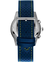 Dkny Men's Bryant Park Chronograph Dark Blue Leather Strap Watch, 44mm