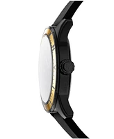 Dkny Men's Crosby Sport Black Dial Yellow Bezel Black Silicone Strap Watch 42mm