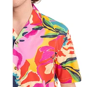 Paisley & Gray Men's Slim Fit Short Sleeve Floral Print Button Front Camp Shirt