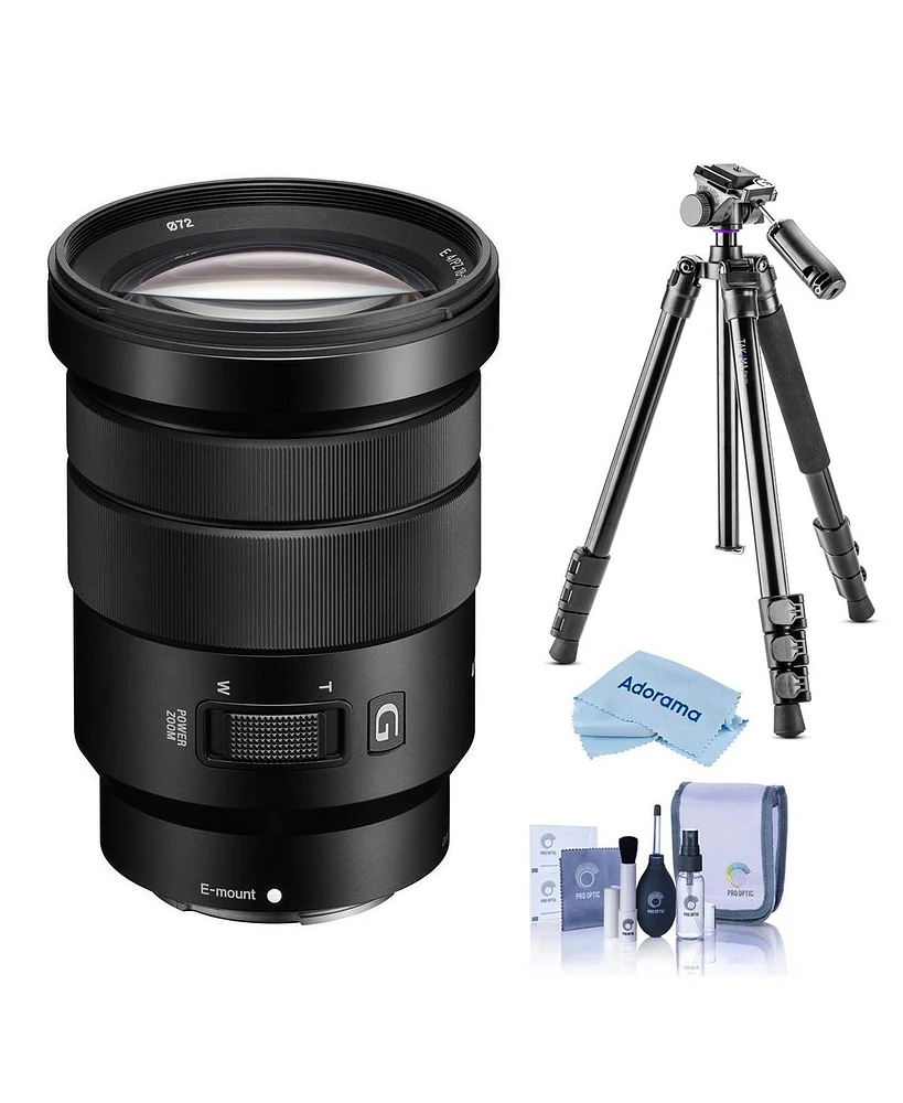 Sony E Pz 18-105mm f/4.0 G Oss Lens for Sony E, Bundle with Vanguard Alta Pro 264AT Tripod and Tbh-100 Head, Cleaning Kit, Cleaning Cloth