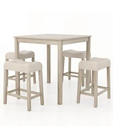 5-Piece High Top Dining Set – Square Bar Table with 4 Padded Stools for Kitchen, Dining, or Entertainment Area