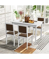 5-Piece Dining Set for 4 with Rubber Wood Legs for Small Dining Room