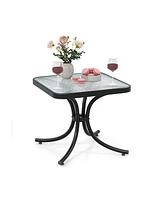 Tempered Glass Top Patio Table with Heavy-duty Metal Frame for Garden Poolside