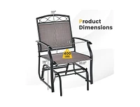 Set of 2 Outdoor Metal Glider Armchairs with Weather-resistant Fabric