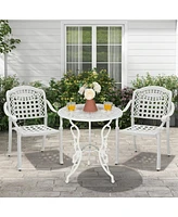 Set of 2 Cast Aluminum Patio Chairs with Armrests