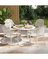 Set of 2 Cast Aluminum Patio Chairs with Armrests