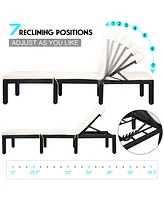 2PCS Patio Garden Rattan Lounge Chair Chaise Couch Cushioned Height Adjustable