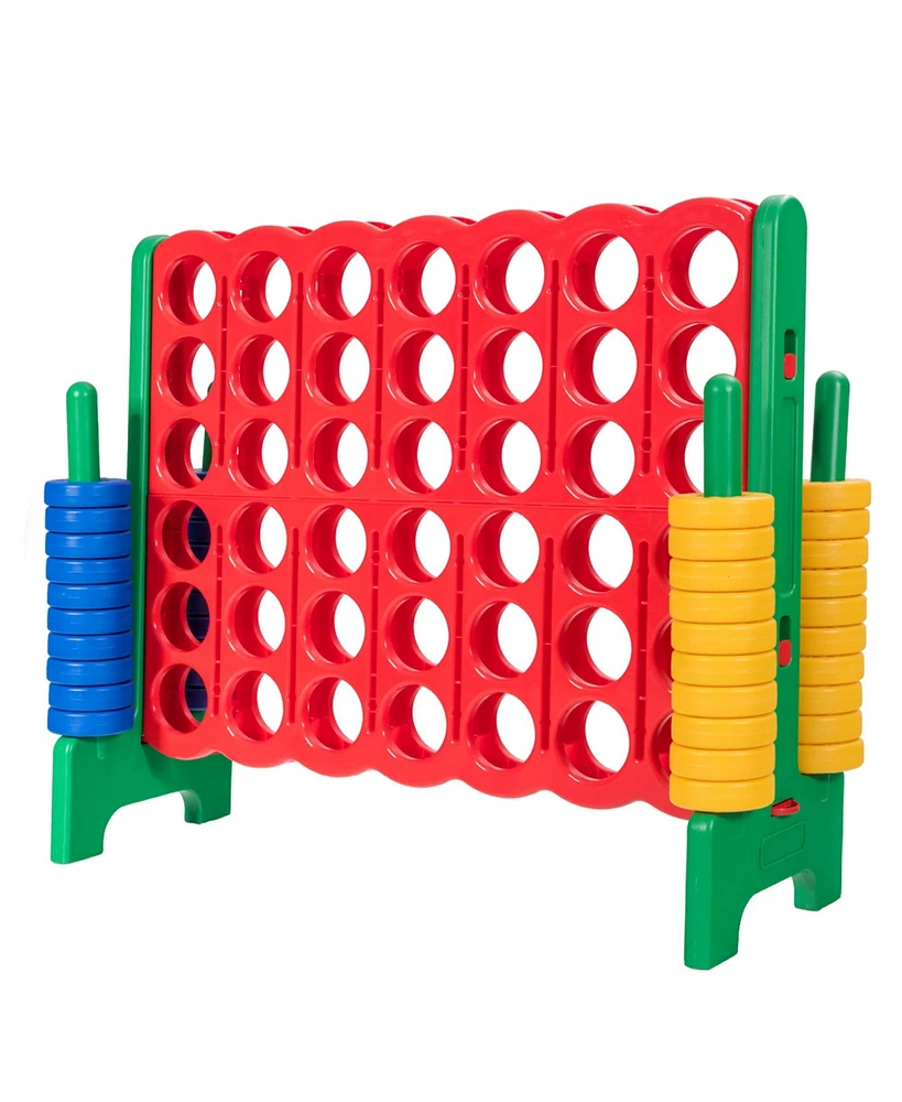 Gymax Jumbo 4-to-Score Game Set Giant 4 in A Row Kids Adults 42 Jumbo Rings