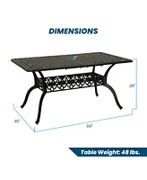 Mondawe Outdoor Cast Aluminum Rectangular Dining Table