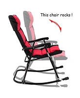 3 Pcs Outdoor Folding Rocking Chair Table Set Bistro Sets Patio Furniture