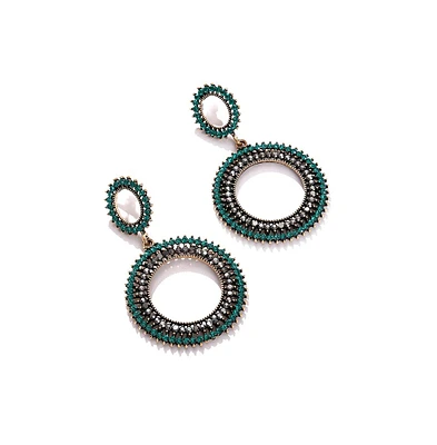Sohi Women's Gold-Plated Stone Drop Earrings