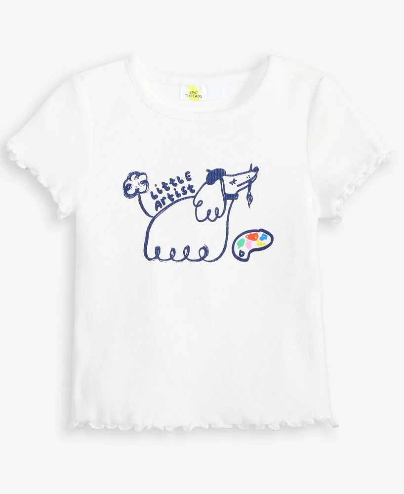 Toddler Girls Artistic Dog Ribbed Tee, Exclusively at Macy's