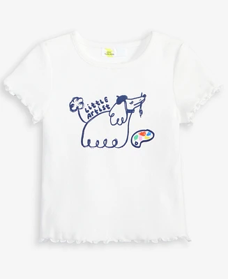 Toddler Girls Artistic Dog Ribbed Tee, Exclusively at Macy's